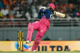 Rajasthan Royals' Indian cricket player Vaibhav Sooryavanshi plays a shot during the 2026 Indian Premier League (IPL) T20 Eliminator match between Rajasthan Royals and Sunrisers Hyderabad at the Maharaja Yadavindra Singh International Cricket Stadium on the outskirts of Chandigarh on May 27, 2026. (Photo by Punit PARANJPE / AFP) / -- IMAGE RESTRICTED TO EDITORIAL USE - STRICTLY NO COMMERCIAL USE --