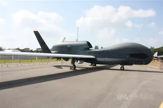 圖為美軍全球鷹無人機。（中央社檔案照片）