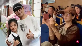 汪峰（左图右）和章子怡（右图）近日都现身女儿的演奏会现场，只是姿态高低有所不同。 （取自汪峰微博、互联网）