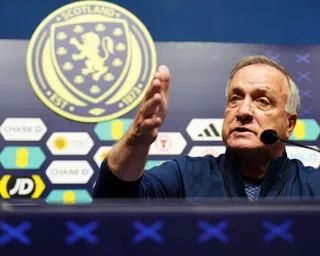Curaçao manager Dick Advocaat speaks during a press conference at Hampden Park