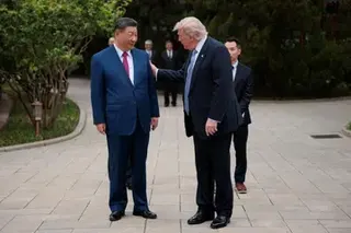 US President Donald Trump with President Xi Jinping after a visit to Zhongnanhai Garden in Beijing, on May 15.