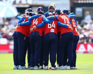 England huddle pre-match.