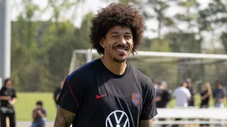 Chris Richards of United States Arrivals training on soccer field in Marietta, Georgia