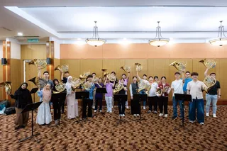 Participants pose for photo at the Oboe, French Horn and Trumpet Instrument Workshop in conjunction with the Kuala Lumpur Orchestra Festival (FOKL) at Rumah Tangsi recently. — Bernama pic