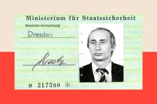Stasi Records Agency Dresden (Public Domain) A pale green Stasi identity card bears Vladimir Putin's photograph in black and white on the right. He is wearing a dark suit and stripey tie, his hair is fair and he is looking off-camera into the distance.