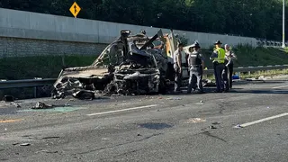 Police looking at crash scene