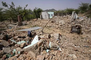 This photograph taken on May 18, 2026 shows rubble scattered around abandoned houses in Chatru ki Dhani village in Rajasthan’s Neem ka Thana town. — AFP pic