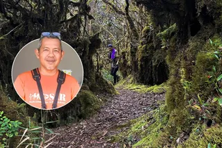 Mountain guide Muzafar Mohamad (inset) said the likelihood of either incident was small, based on Jaslinda’s previous experience climbing the mountain. - Bernama and courtesy pic
