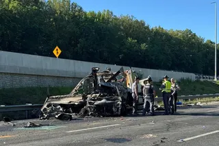 The scene of a fatal accident involving a passenger bus on Interstate 95 near Quantico, Virginia on Friday. Photo: Virginia State Police via AP