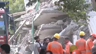 Collapsed five-storey building in New Delhi.