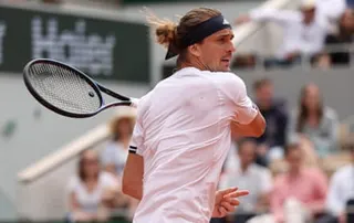 Alexander Zverev hits a forehand