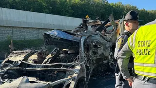 Police at the scene of the crash
