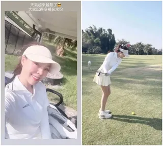 曾馨瑩分享打高爾夫球的動態，提醒大家天熱多補充水分。（翻攝hsin_ying_tseng IG）