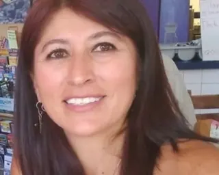 a woman smiles