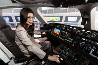 Kuomintang chairwoman Cheng Li-wun is pictured during a  visit to Comac (Commercial Aircraft Corporation of China Ltd) in Shanghai on April 9. Photo: EPA