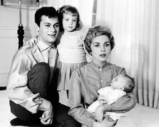 A black and white portrait of the family