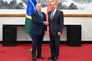 Brazilian Foreign Minister Mauro Vieira meets Chinese Foreign Minister Wang Yi in Beijing on Monday. Photo: Xinhua