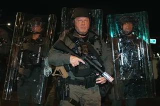 police stand guard