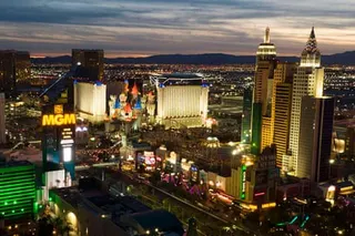 an aerial view of a city with casinos and hotels