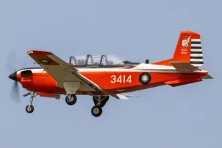 Taiwan’s air force reports a T-34C aircraft with the tail number 3414 was involved in a crash on Tuesday morning. Two officers died in the incident. Photo: Facebook / IDF 經國號