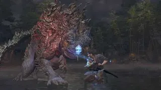 Musashi battles a Greater Nue in a screenshot from Onimusha: Way of the Sword