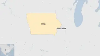 Map showing the location of Muscatine, Iowa.
