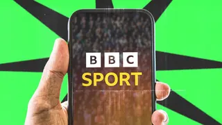 A graphic of a phone which says BBC Sport