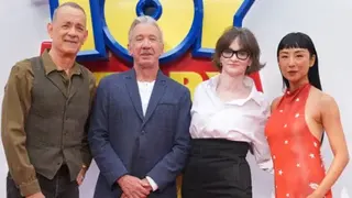 PA Media Tim Allen, Tom Hanks, Joan Cusack and Greta Lee at a launch event for Toy Story 5, at the Odeon Luxe in Leicester Square, central London