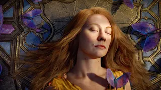 A peaceful looking Faye in God of War Laufey