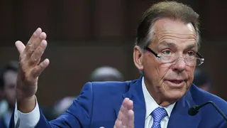 Nick Saban speaking while testifying before the Senate Committee in Washington, D.C.