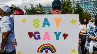 Members and supporters of the LGBTQ community attending Say Gay Anyway rally in Miami Beach