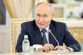 Russia’s President Vladimir Putin meets with representatives of international news agencies on the sidelines of the St Petersburg International Economic Forum on Thursday. Photo: AFP
