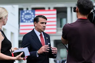 US Acting Attorney General Todd Blanche speaks to a reporter outside of the West Wing entrance at the White House last month. Photo: Reuters