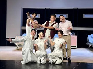 全民大劇團全新原創舞台劇《在哪裡跌倒，就在哪裡躺一下》4日舉辦彩排記者會，主演群齊聚。（林淑娟攝）