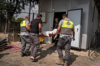 NABATIEH, LEBANON - JUNE 2: A corpse of a person killed by an israeli airstrike is carried to Al Najda Hospital on June 2, 2026 in Nabatieh, Lebanon. Israeli forces have struck targets in Nabatieh, a major city beyond the Litani River, which is recognized as the northern boundary of a buffer zone that's been in place since the 2006 ceasefire between Israel and the Iran-backed Hezbollah group. In recent days Israel has issued evacuation orders for residents across much of southern Lebanon, as it 