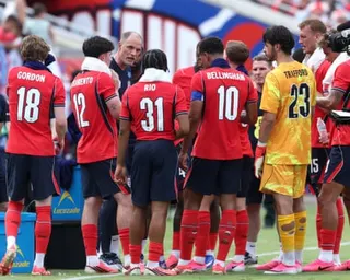 Thomas Tuchel issues instructions during a drinks break in England’s friendly against New Zealand.