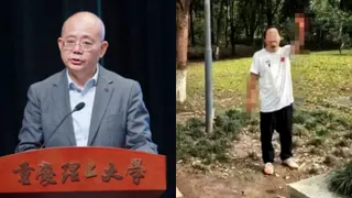 重庆理工廖姓副校长（左图）在校园遇害，网传影片显示，汪男行凶后满手沾鲜血留在现场。