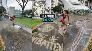 街头作画遭投诉画作被清除 高压水枪艺术家意外获SMRT与议员邀合作