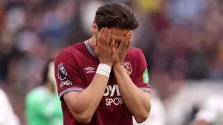 Konstantinos Mavropanos of West Ham United looks dejected