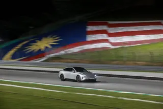 An EV takes to the track during the Dongfeng Track Day at Petronas Sepang International Circuit in Sepang, June 7, 2026. — Picture by Sayuti Zainudin