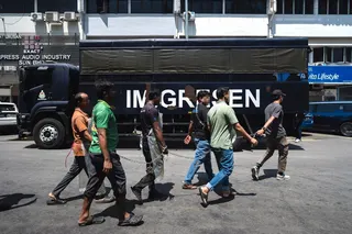 Foreigners detained in a joint operation in Kuala Lumpur today. BERNAMA PIC