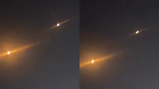 地对空导弹从“爱国者”导弹防御系统发射，拦截飞越巴林的伊朗弹道导弹。（图取自X/@sentdefender）