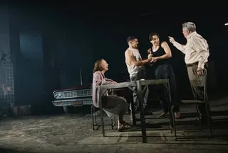 Laurie Metcalf, Christopher Abbott, Ben Ahlers and Nathan Lane in Death of a Salesman