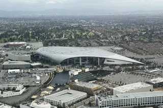 An aerial image shows Los Angeles Stadium, temporarily renamed from SoFi Stadium, and the KIA Forum (Rear) ahead of the Fifa World Cup 2026 in Inglewood, California. — AFP pic