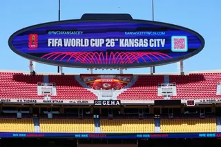 A general view of Arrowhead Stadium as it is rebranded as Kansas City Stadium, Monday, May 11, 2026, ahead of the 2026 FIFA World Cup soccer matches in Kansas City, Mo. (AP Photo/Charlie Riedel)
