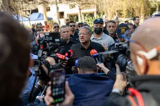Israel's Minister of National Security Itamar Ben-Gvir visits the site of yesterday's rocket strike on in Tel Aviv, Israel