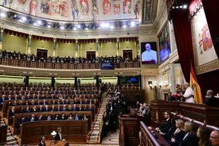 Pope Leo XIV before the Spanish Parliament in Madrid on June 8, 2026