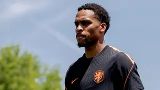 Jurrien Timber looking miserable as he walks off during training for the Netherlands