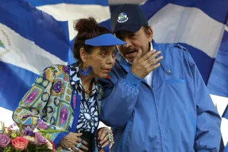 Nicaragua’s President Daniel Ortega with his wife and Co-President Rosario Murillo. Photo: AP