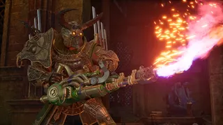 A mechanical humanoid fires a weapon in Clockwork Revolution